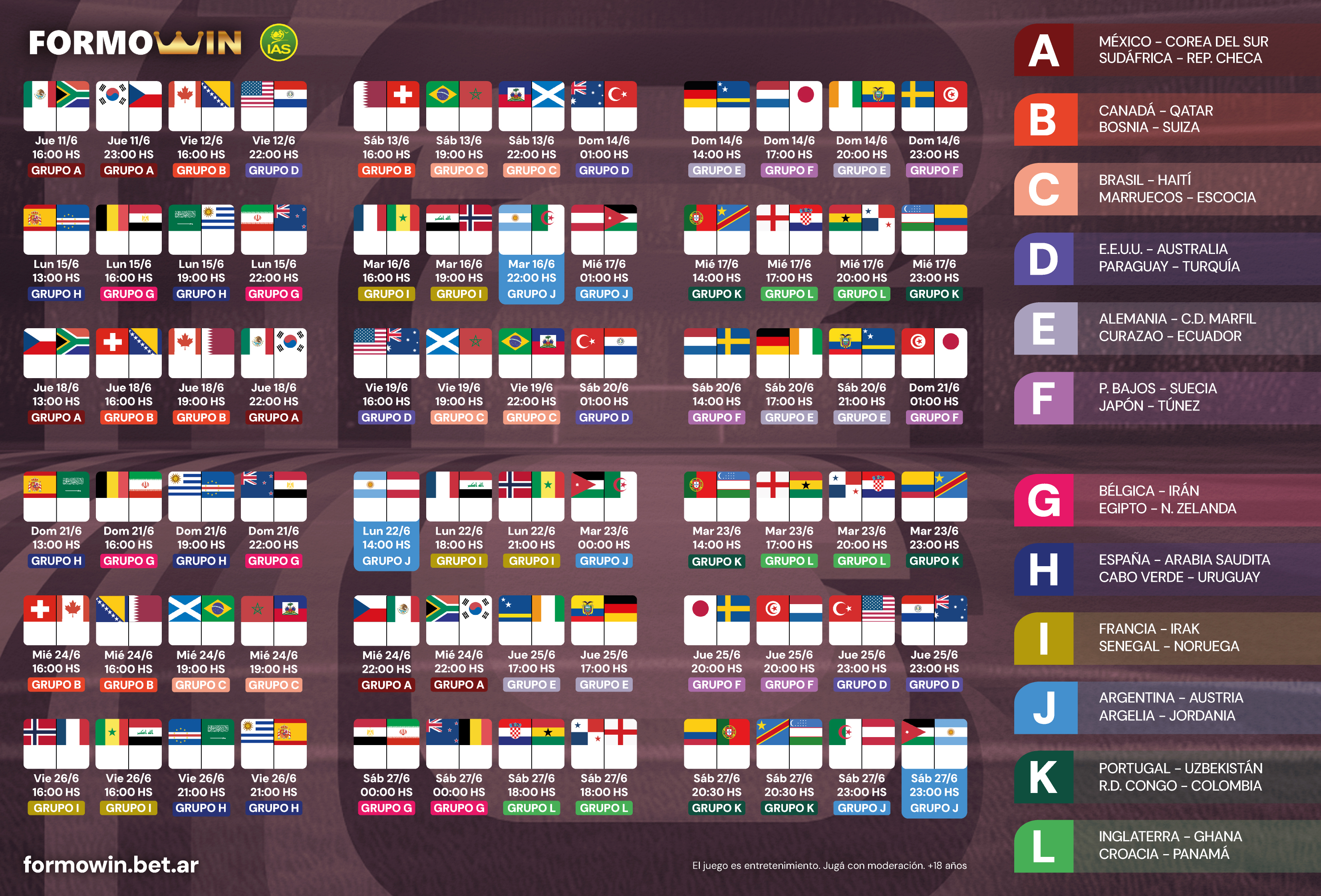 Calendario Mundial 2026